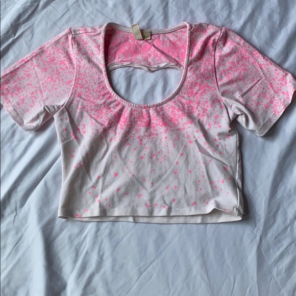 2/$30 LF Pink and White Heart Cut Out Crop Top - Picture 2 of 5